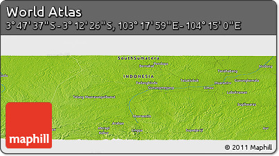 Physical Panoramic Map of the Area around 3° 30' 2" S, 103° 46' 30" E