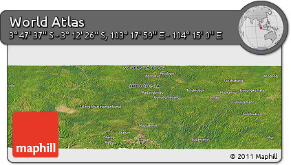 Satellite Panoramic Map of the Area around 3° 30' 2" S, 103° 46' 30" E