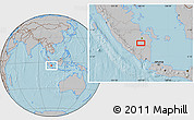 Gray Location Map of the area around 3° 30' 2" S, 104° 37' 30" E, hill shading