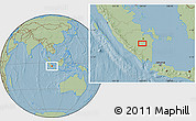 Savanna Style Location Map of the area around 3° 30' 2" S, 104° 37' 30" E, hill shading