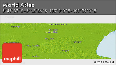 Physical Panoramic Map of the Area around 3° 30' 2" S, 105° 28' 29" E