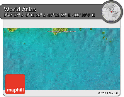 Satellite 3D Map of the Area around 3° 30' 2" S, 108° 1' 30" E