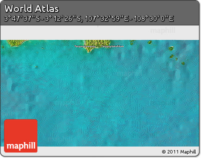 Satellite 3D Map of the Area around 3° 30' 2" S, 108° 1' 30" E