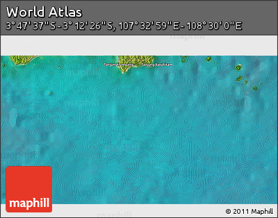Satellite 3D Map of the Area around 3° 30' 2" S, 108° 1' 30" E