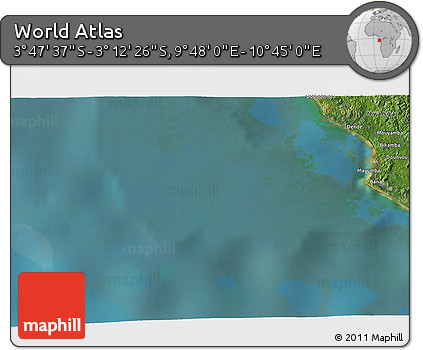 Satellite 3D Map of the Area around 3° 30' 2" S, 10° 16' 30" E
