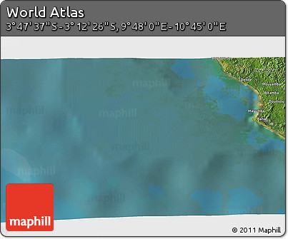 Satellite 3D Map of the Area around 3° 30' 2" S, 10° 16' 30" E