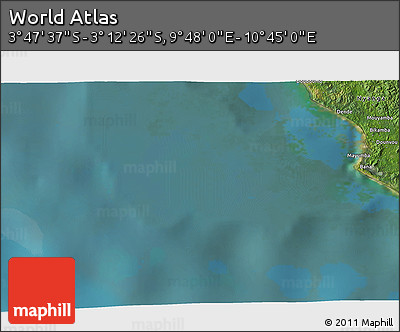Satellite 3D Map of the Area around 3° 30' 2" S, 10° 16' 30" E