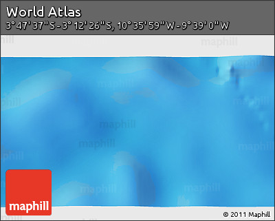 Physical 3D Map of the Area around 3° 30' 2" S, 10° 7' 30" W