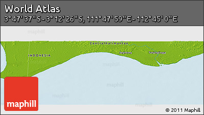 Physical Panoramic Map of the Area around 3° 30' 2" S, 112° 16' 30" E