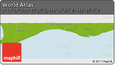 Physical Panoramic Map of the Area around 3° 30' 2" S, 112° 16' 30" E