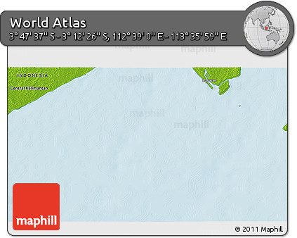 Physical 3D Map of the Area around 3° 30' 2" S, 113° 7' 30" E
