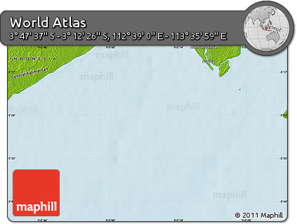 Physical Map of the Area around 3° 30' 2" S, 113° 7' 30" E