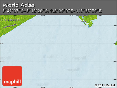 Physical Map of the Area around 3° 30' 2" S, 113° 7' 30" E