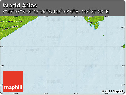 Physical Map of the Area around 3° 30' 2" S, 113° 7' 30" E
