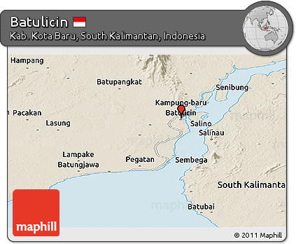 Shaded Relief Panoramic Map of Batulicin