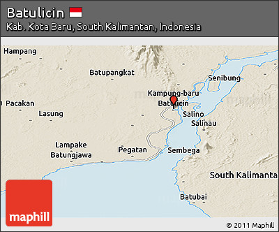 Shaded Relief Panoramic Map of Batulicin