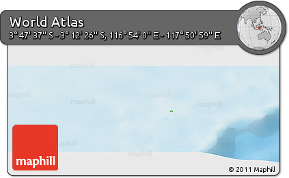 Physical Panoramic Map of the Area around 3° 30' 2" S, 117° 22' 30" E