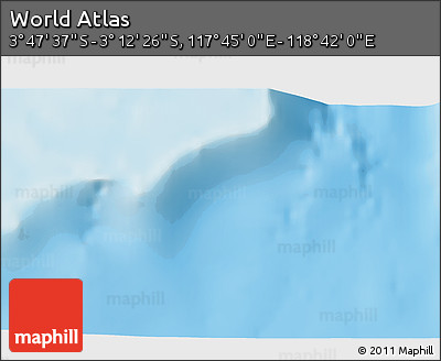 Physical 3D Map of the Area around 3° 30' 2" S, 118° 13' 29" E