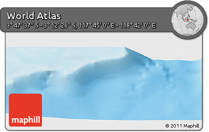 Physical Panoramic Map of the Area around 3° 30' 2" S, 118° 13' 29" E