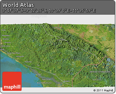Satellite 3D Map of the Area around 3° 30' 2" S, 11° 7' 30" E