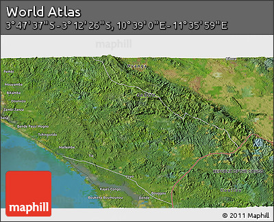 Satellite 3D Map of the Area around 3° 30' 2" S, 11° 7' 30" E