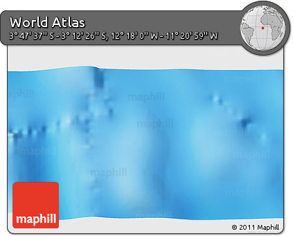 Physical 3D Map of the Area around 3° 30' 2" S, 11° 49' 29" W