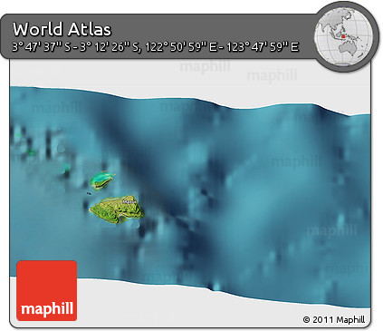 Satellite 3D Map of the Area around 3° 30' 2" S, 123° 19' 29" E