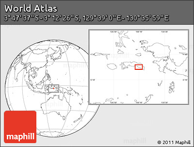 Blank Location Map of the Area around 3° 30' 2" S, 130° 7' 30" E