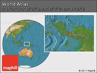 Satellite Location Map of the Area around 3° 30' 2" S, 135° 13' 29" E