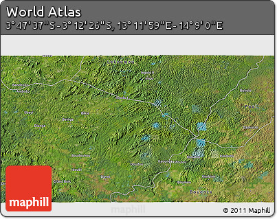 Satellite 3D Map of the Area around 3° 30' 2" S, 13° 40' 30" E