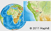 Physical Location Map of the area around 3° 30' 2" S, 13° 40' 30" E