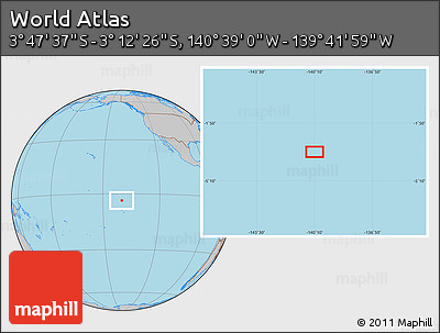 Gray Location Map of the Area around 3° 30' 2" S, 140° 10' 30" W
