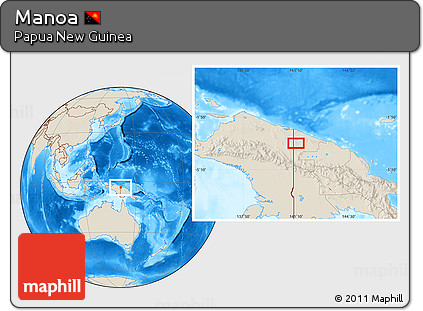 Shaded Relief Location Map of Manoa