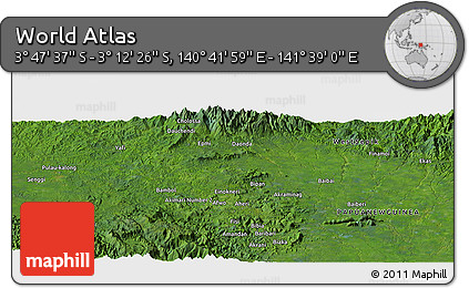 Satellite Panoramic Map of the Area around 3° 30' 2" S, 141° 10' 30" E