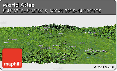 Satellite Panoramic Map of the Area around 3° 30' 2" S, 141° 10' 30" E