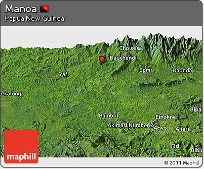 Satellite Panoramic Map of Manoa