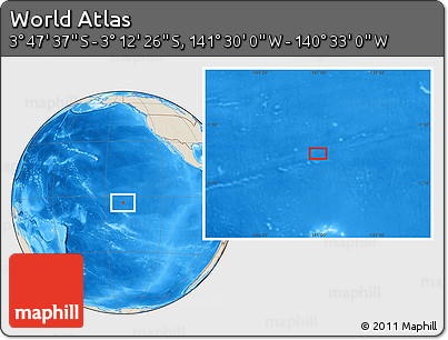 Shaded Relief Location Map of the Area around 3° 30' 2" S, 141° 1' 30" W