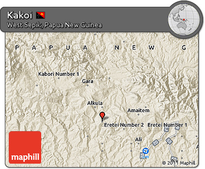 Shaded Relief Map of Kakoi