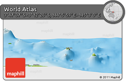 Physical Panoramic Map of the Area around 3° 30' 2" S, 144° 34' 29" E