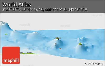 Physical Panoramic Map of the Area around 3° 30' 2" S, 144° 34' 29" E