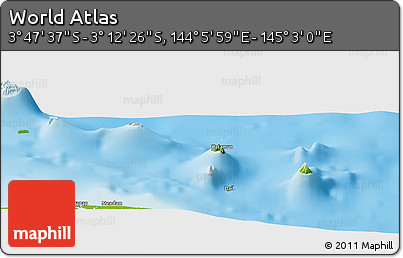 Physical Panoramic Map of the Area around 3° 30' 2" S, 144° 34' 29" E