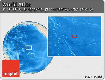 Shaded Relief Location Map of the Area around 3° 30' 2" S, 151° 13' 29" W