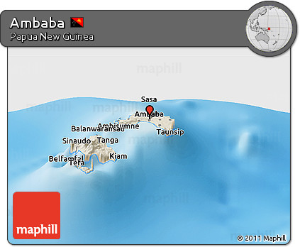 Shaded Relief Panoramic Map of Ambaba