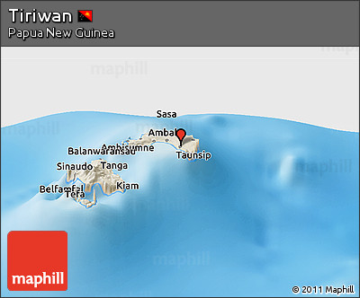 Shaded Relief Panoramic Map of Tiriwan