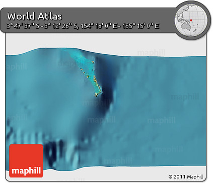 Satellite 3D Map of the Area around 3° 30' 2" S, 154° 46' 30" E