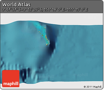 Satellite 3D Map of the Area around 3° 30' 2" S, 154° 46' 30" E