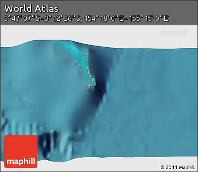 Satellite 3D Map of the Area around 3° 30' 2" S, 154° 46' 30" E