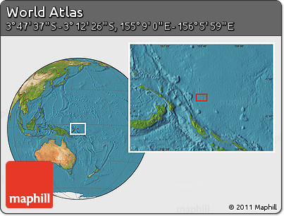 Satellite Location Map of the Area around 3° 30' 2" S, 155° 37' 30" E