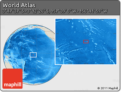 Shaded Relief Location Map of the Area around 3° 30' 2" S, 157° 10' 30" W