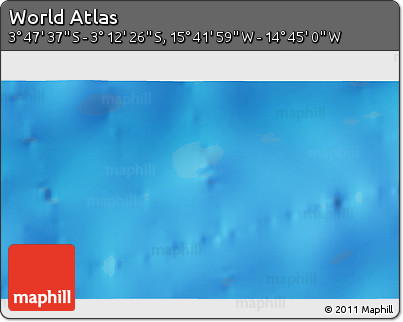 Shaded Relief 3D Map of the Area around 3° 30' 2" S, 15° 13' 29" W